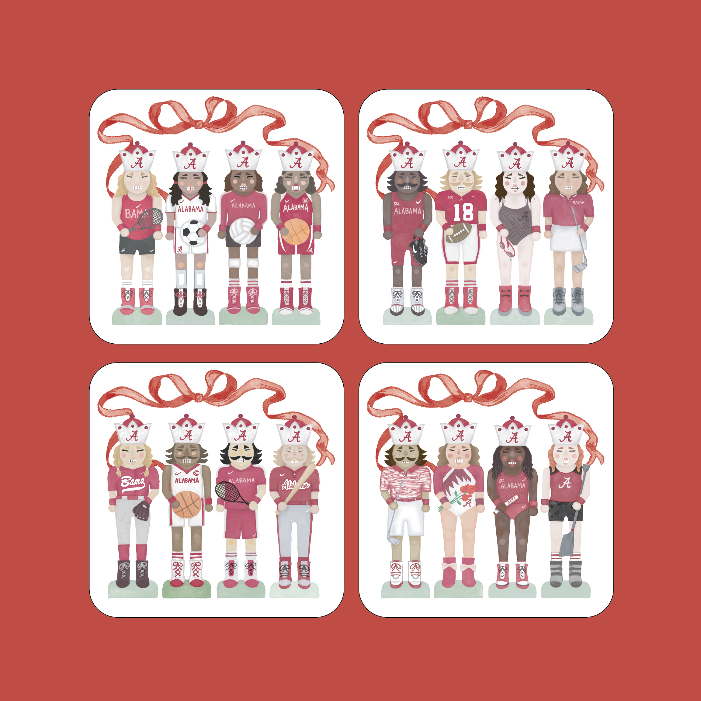 Swag - Venta al por mayor Posavasos - Juego de 4 Posavasos Acrílicos Holográficos de Papá Noel13