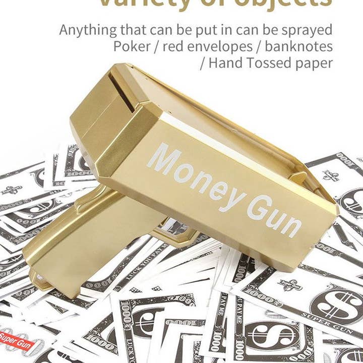 Naomi's Happy Place Shop - Wholesale Classic Toy - Kids - Electric Money Gun Ver.1 with 100pcs Props Money Cash Banknote Spray gun Adult Party Wedding Supplies Children toys AC988