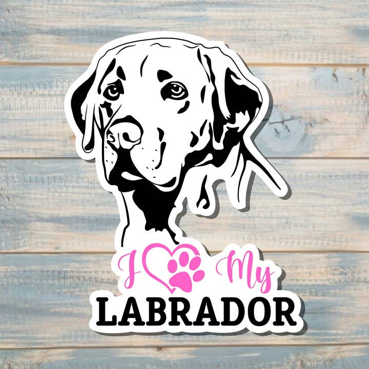 Adoro o meu autocolante de Labrador, Raça de Cão | Autocolante ou Íman por atacado de Handmade by Marlayna