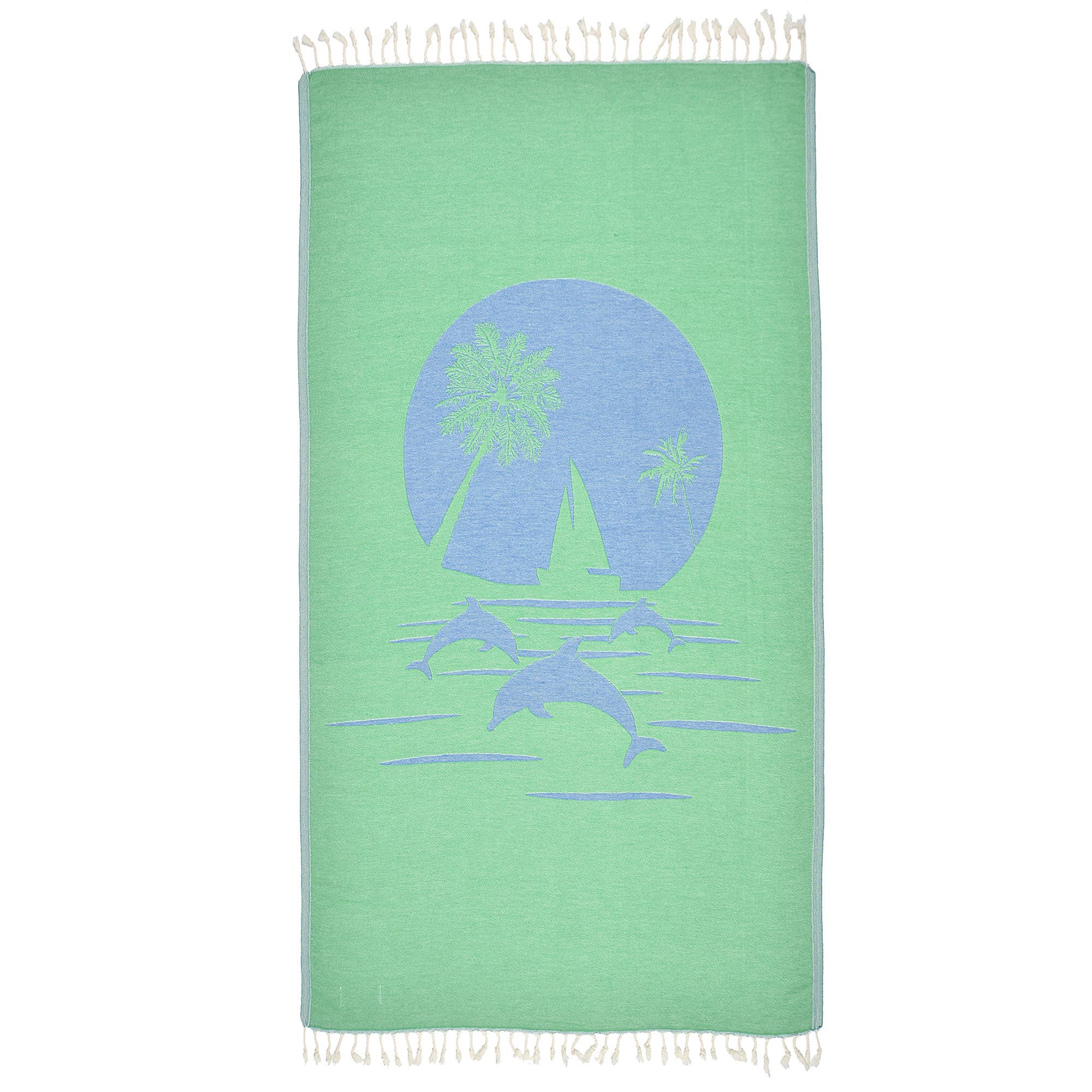 La Hammam - Wholesale Beach Towel - *Exclusive Green Dolphins Peshtemal Pure Cotton Beach Towel4