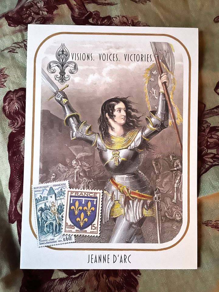 Visions. Voices. Victories.—Joan of Arc Keepsake Panel Card for wholesale by Ivory Tower Studios