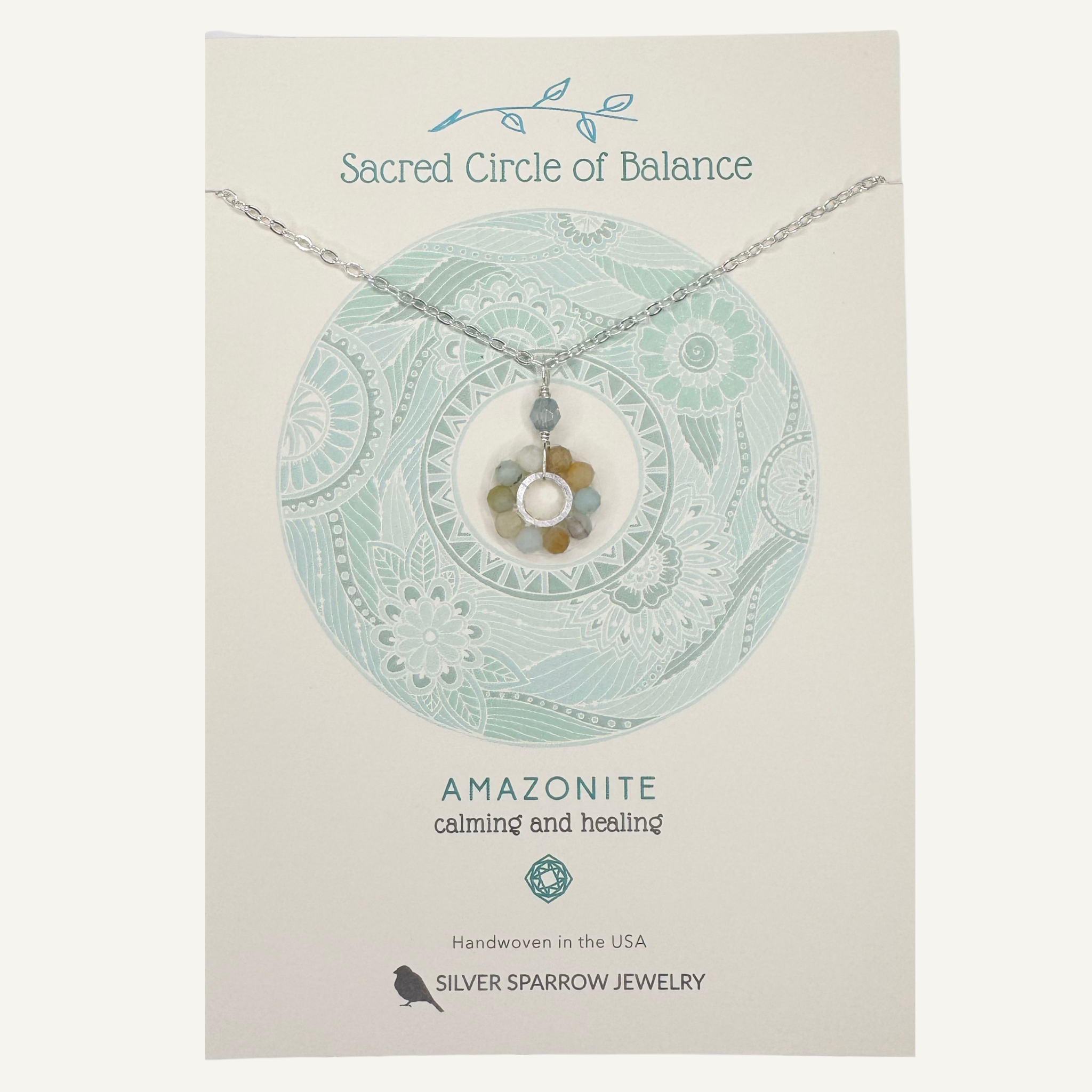 Silver Sparrow Jewelry - Wholesale Pendant/Charm Necklace - Gold Necklace- Amazonite Sacred Circle1