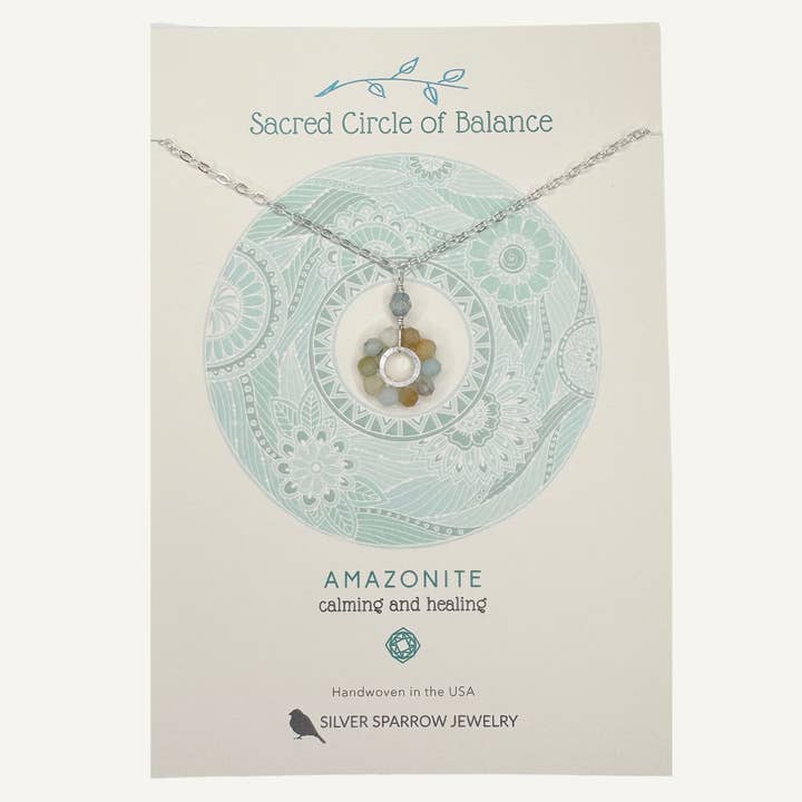 Silver Sparrow Jewelry - Wholesale Pendant/Charm Necklace - Gold Necklace- Amazonite Sacred Circle1