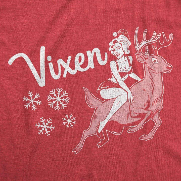 Heather Red Vixen Women's Tshirt Christmas Graphic Tee Western Plus Size for wholesale on Faire