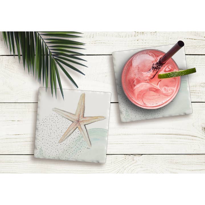 CounterArt/Highland Home/Thirstystone - Wholesale Coasters - Starfish Single Absorbent Stone Tumbled Tile Coaster1