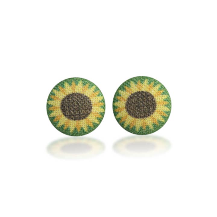 Rachel O's - Wholesale Stud/Post Earrings - Sunflower Fabric Button Earrings4