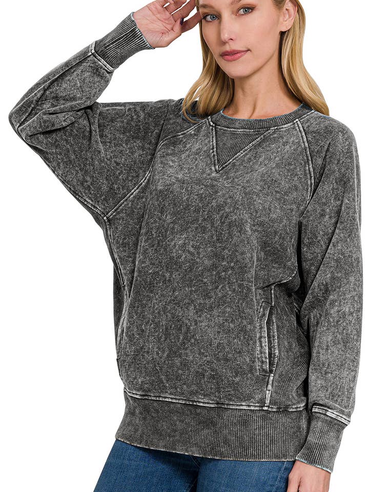 ...Sudadera de felpa francesa lavada con ácido y bolsillos para venta al por mayor de 42POPS