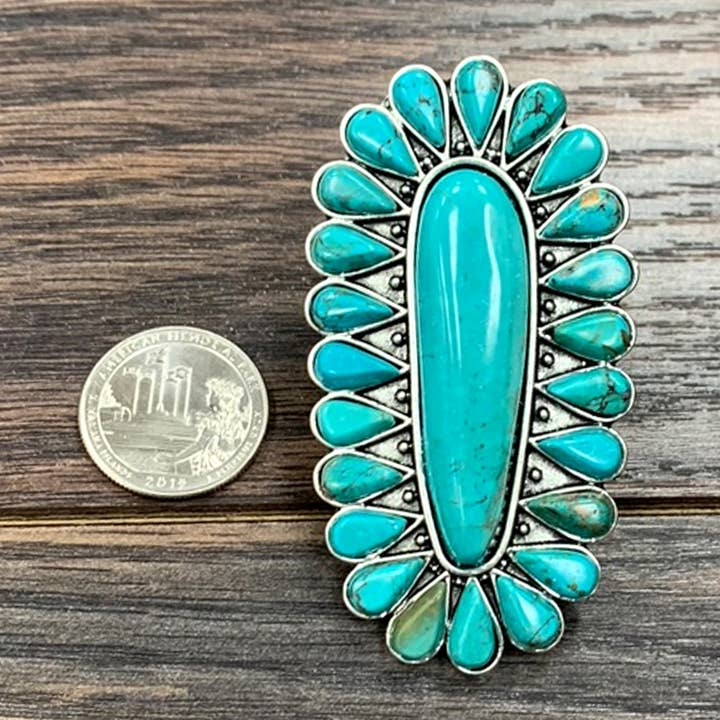 ISAC Trading Inc - Wholesale Cocktail/Statement Ring - 750301, Turquoise Adjustable Ring