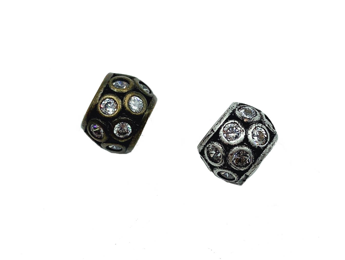 findings4uGem – wholesale Individual charm/pendant – Antique Barrel Spacer Beads CZ Micro Pave DIY Jewelry, BD0331