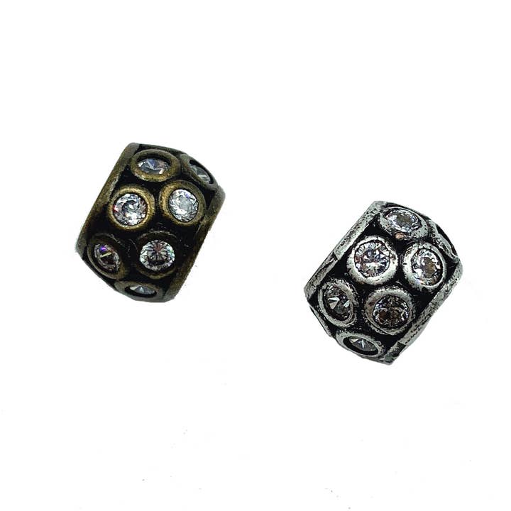 findings4uGem – wholesale Individual charm/pendant – Antique Barrel Spacer Beads CZ Micro Pave DIY Jewelry, BD0331