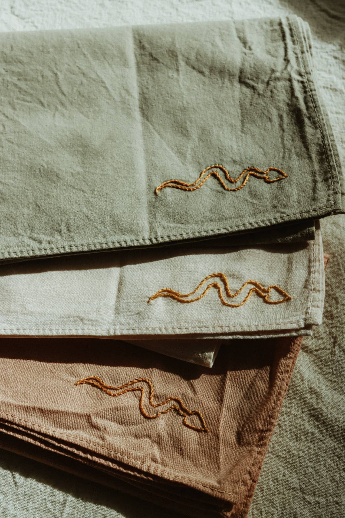 Eloise et moi - Wholesale Bandana - Women's - Hand embroidered DESIERTO cotton bandana, Plant dyed3