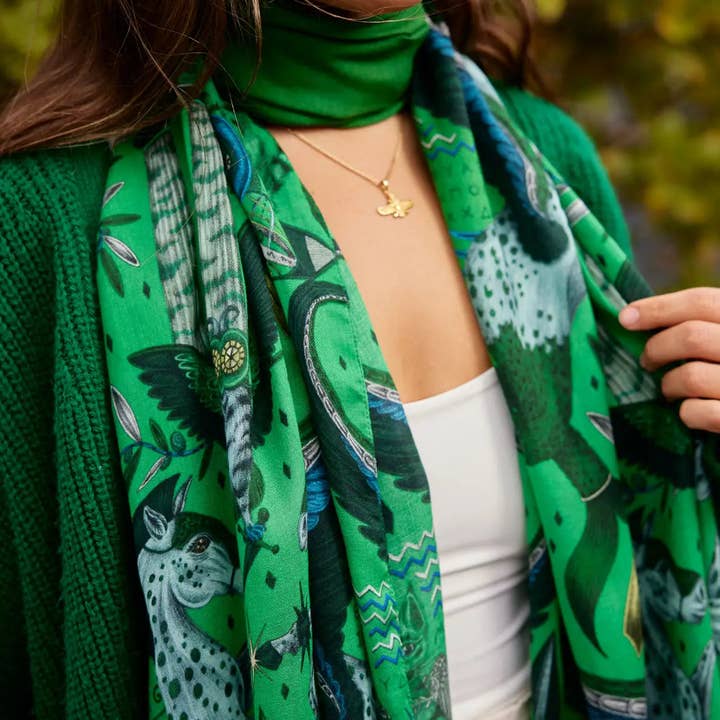 Emma J Shipley - Vendita all'ingrosso Sciarpa - Donna - Sciarpa in cashmere modale Odyssey - Leopardo rosso8