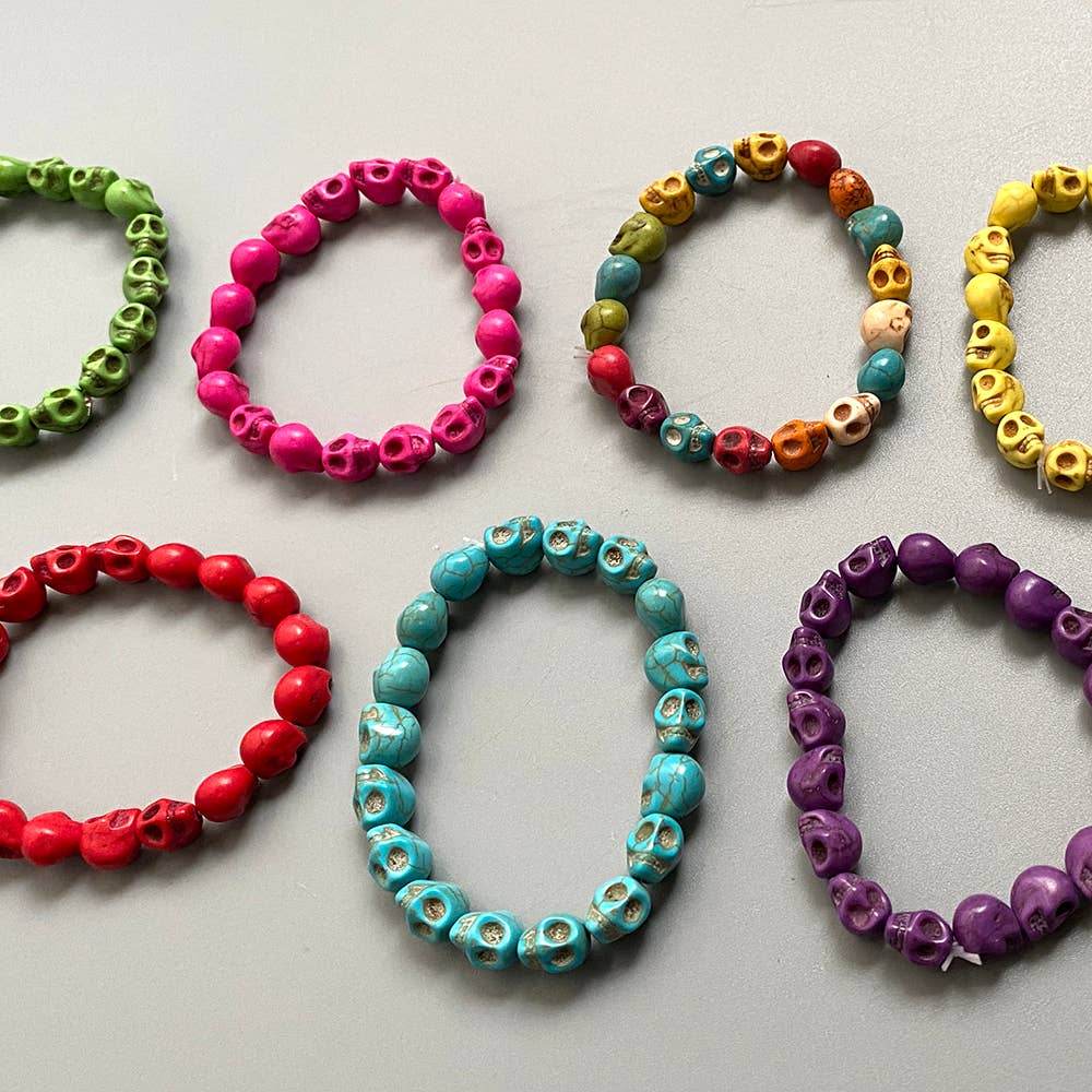 VIE - Wholesale Beaded Bracelet - Skull Bracelet, Dyed Howlite21