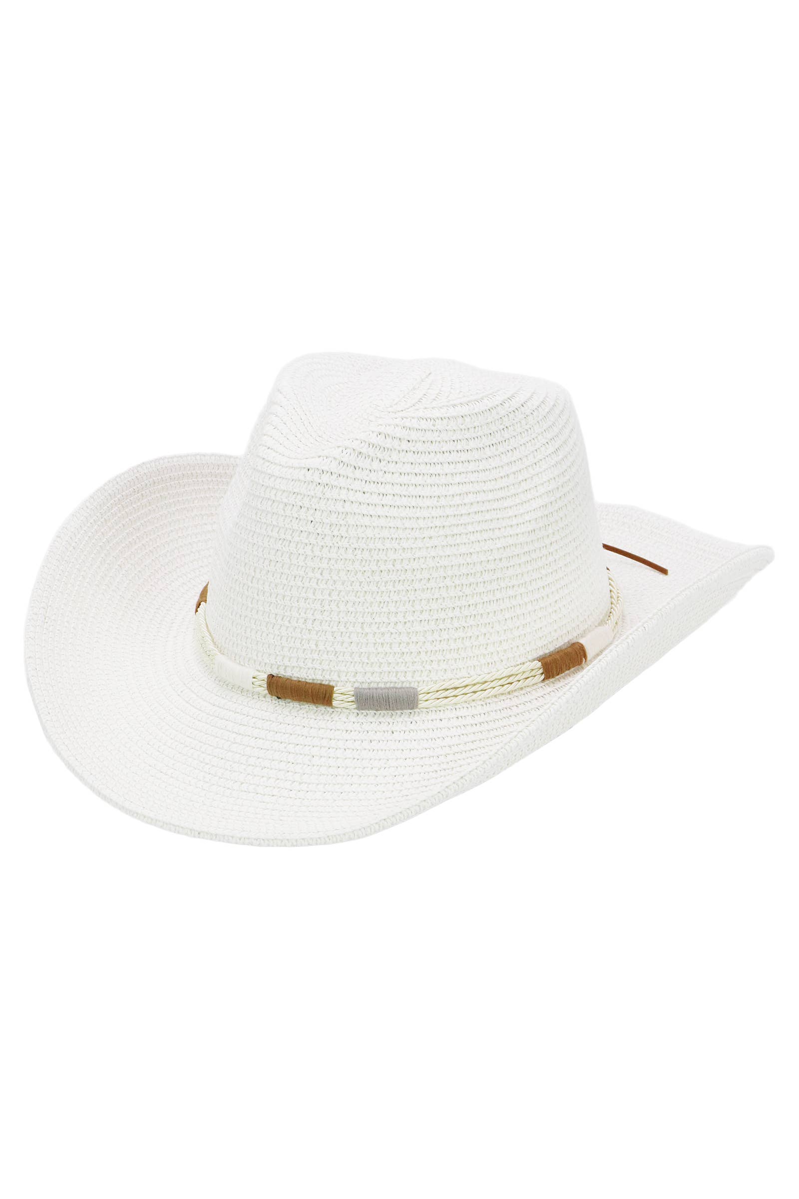 Cap Zone - Wholesale Straw Hat - Women's - Coastal Stitch Braided Belt Paper Straw Cowboy Hat8
