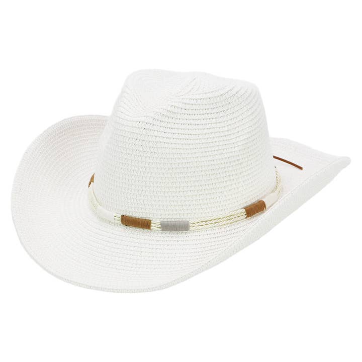 Cap Zone - Wholesale Straw Hat - Women's - Coastal Stitch Braided Belt Paper Straw Cowboy Hat8