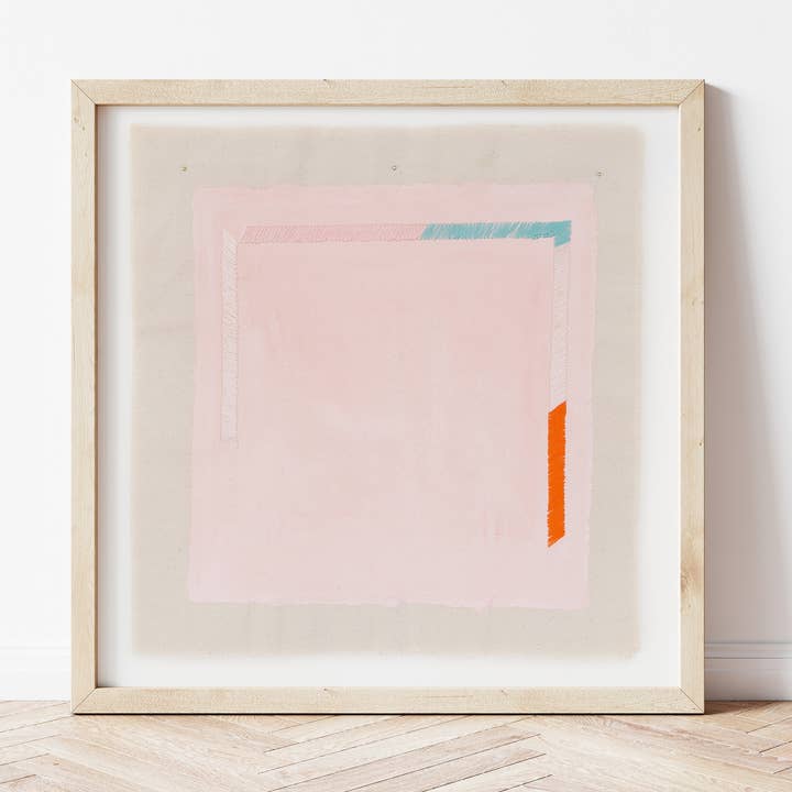 Modern Abstract Pink & Orange Colorful Art Print for wholesale by Emily Keating Snyder