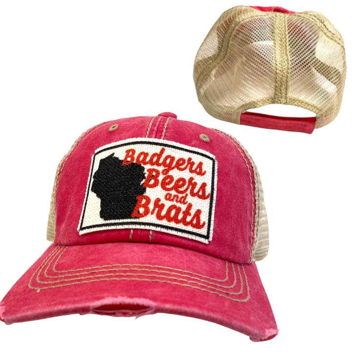 dkhandmade - Wholesale Trucker Hat - Unisex - WISCONSIN BRATS BEERS BADGERS HATS