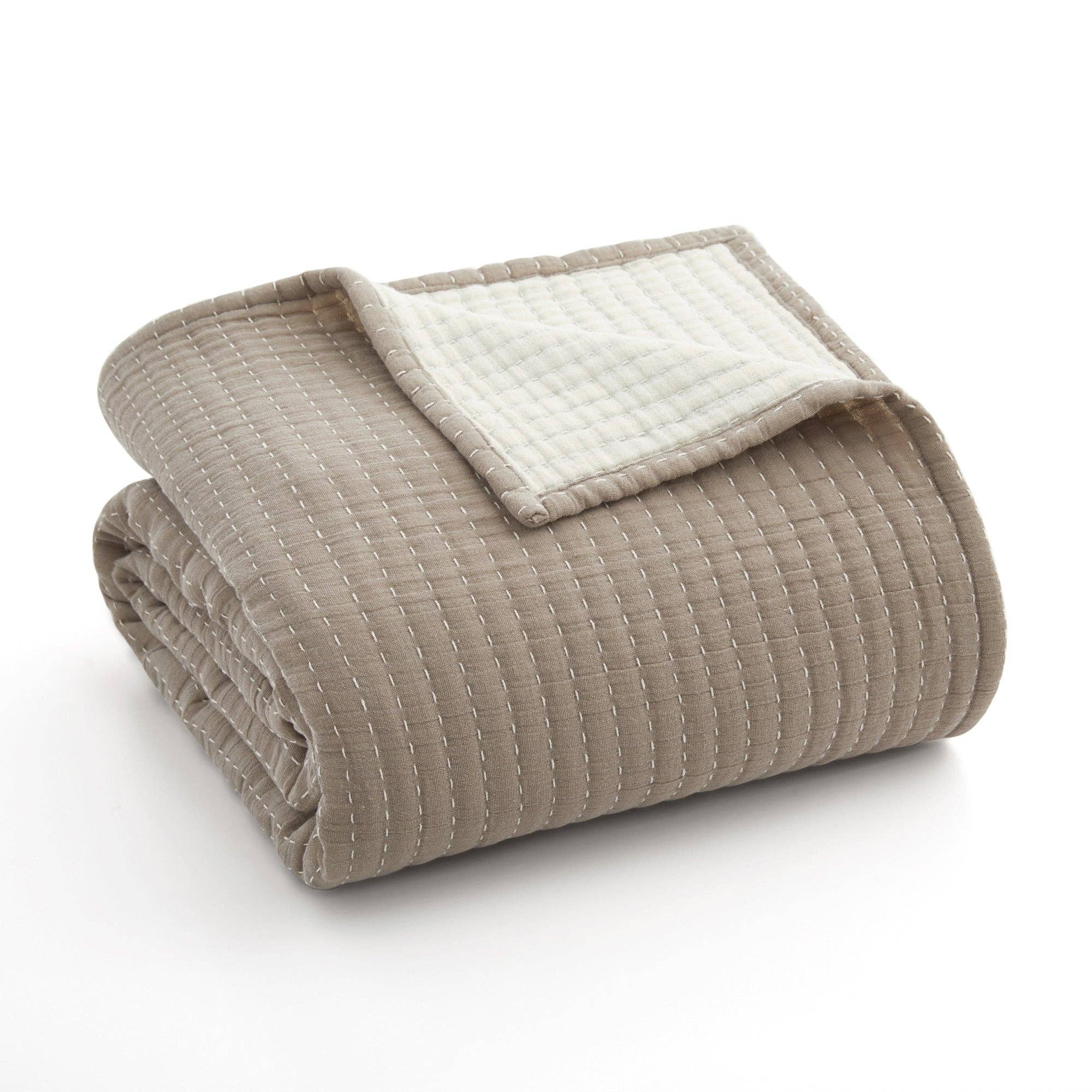 Taupe Caden Cotton Muslin Taupe Throw för wholesale på Faire1
