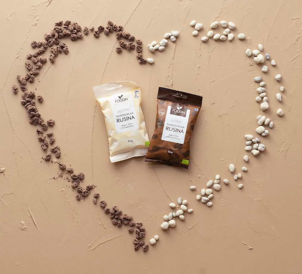 Foodin - Wholesale Chocolate Covered Sweets - White Chocolate Raisin 80g, Organic2