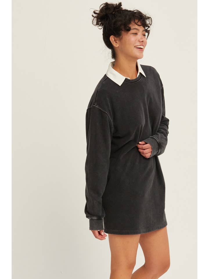 HYFVE – wholesale Dress – Women's – Mineral Washed Oversized Mini Sweatshirt Dress2