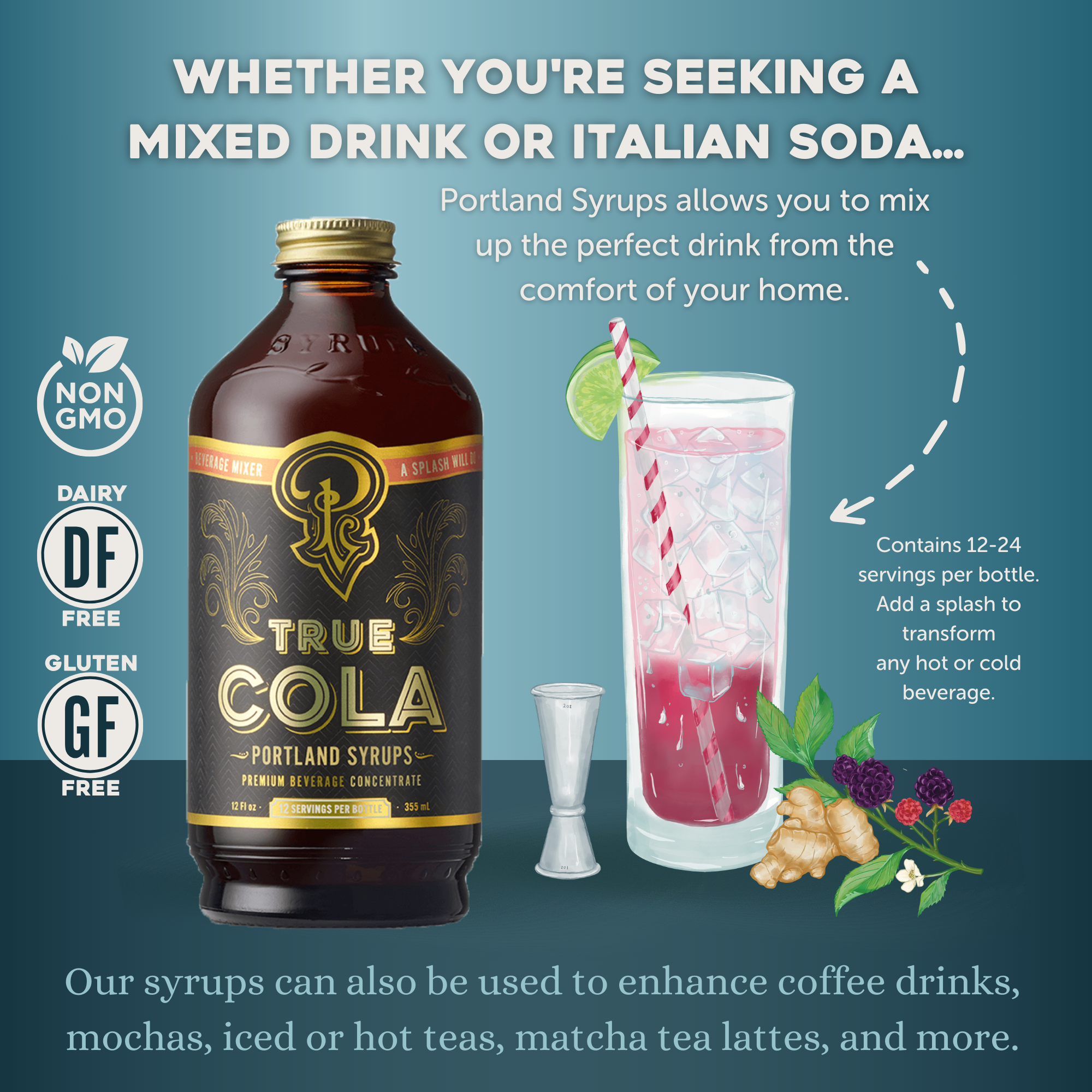 Portland Syrups - Wholesale Cocktail Mix/Syrup - True Cola Syrup 12oz - cocktail / mocktail beverage mixer3