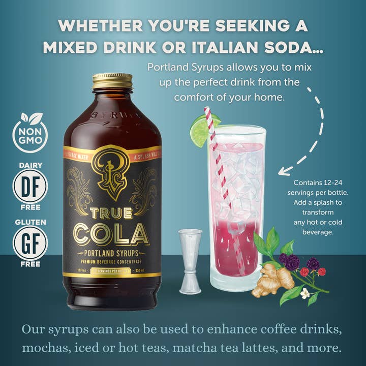 Portland Syrups - Wholesale Cocktail Mix/Syrup - True Cola Syrup 12oz - cocktail / mocktail beverage mixer3
