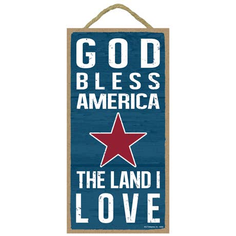 Dieu bénisse l'Amérique, le pays que j'aime, patriotique, 5" x 10" primiti pour la vente par SJT Enterprises, Inc.