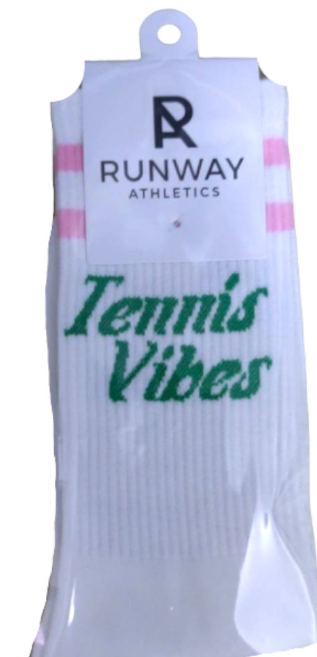 Runway Athletics - Wholesale Sokken - Dames - Tennissokken - Tennis Vibes Wit/Roze/Groen1
