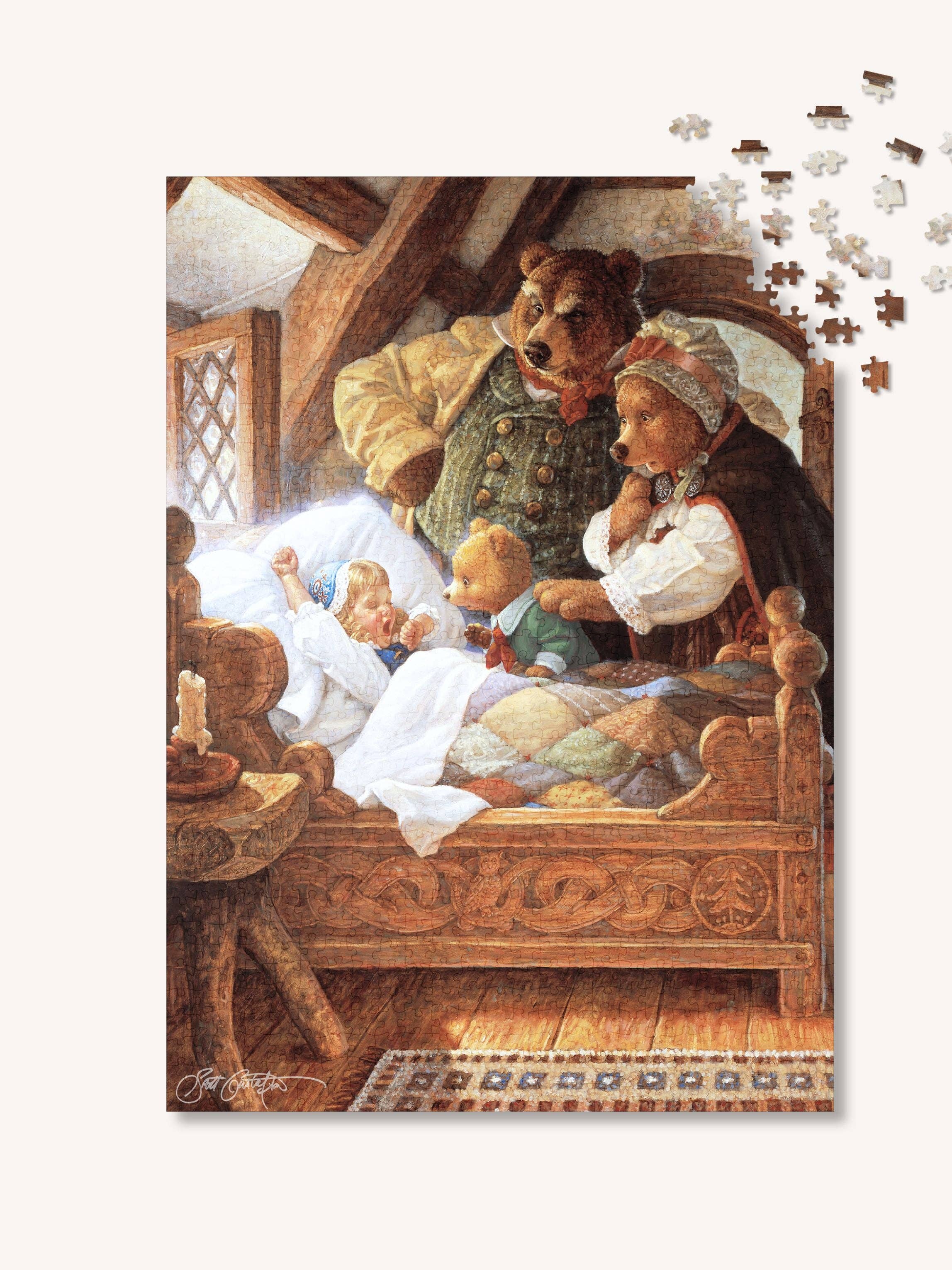 The Puzzle Theory - Wholesale Puzzel - Volwassene - Scott Gustafson Goudlokje en de Drie Beren - Puzzel van 1000 Stukjes3