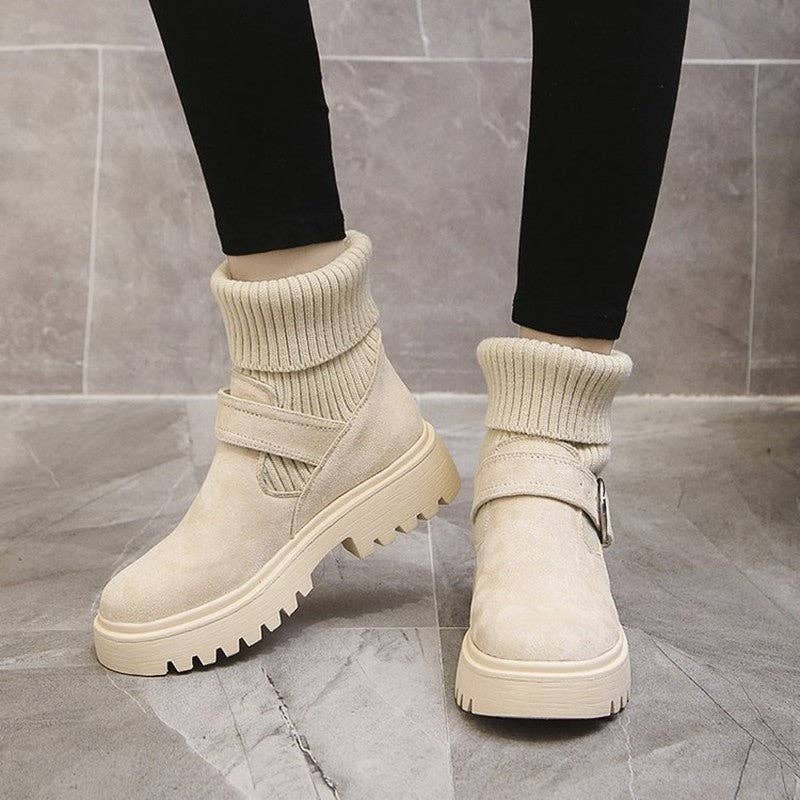 Mirazshoes WholeSale - Wholesale Booties - Women's - Mid Heel Buckled Ankle Boots4