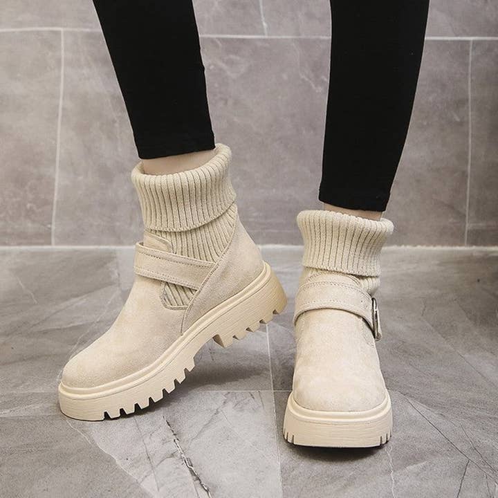 Mirazshoes WholeSale - Wholesale Booties - Women's - Mid Heel Buckled Ankle Boots4