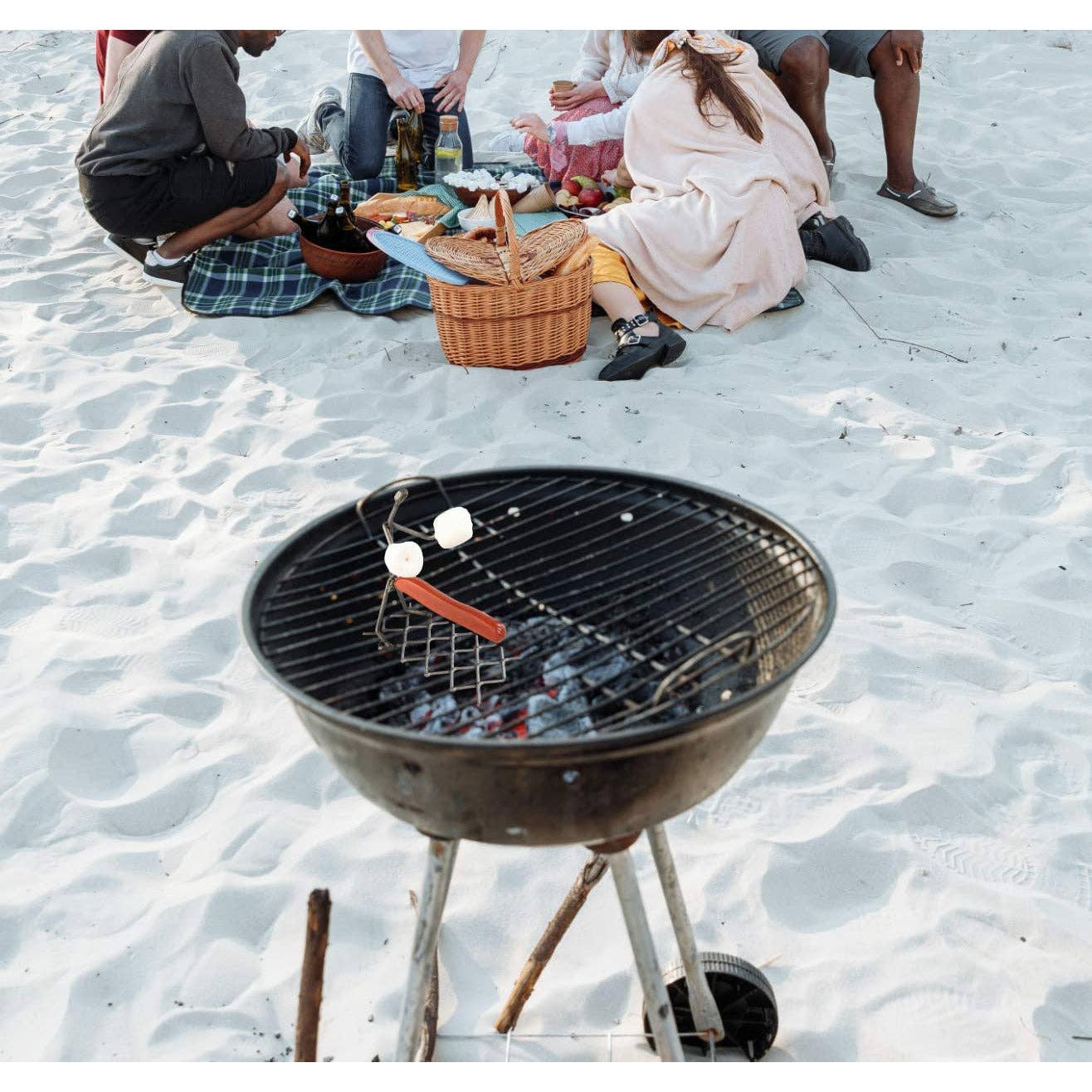 The Wine Savant /  Khen Glassware - Wholesale Outdoor Grill Tools - Steel Single Man Stick Figure Hotdog Griller Funny Barbeque3