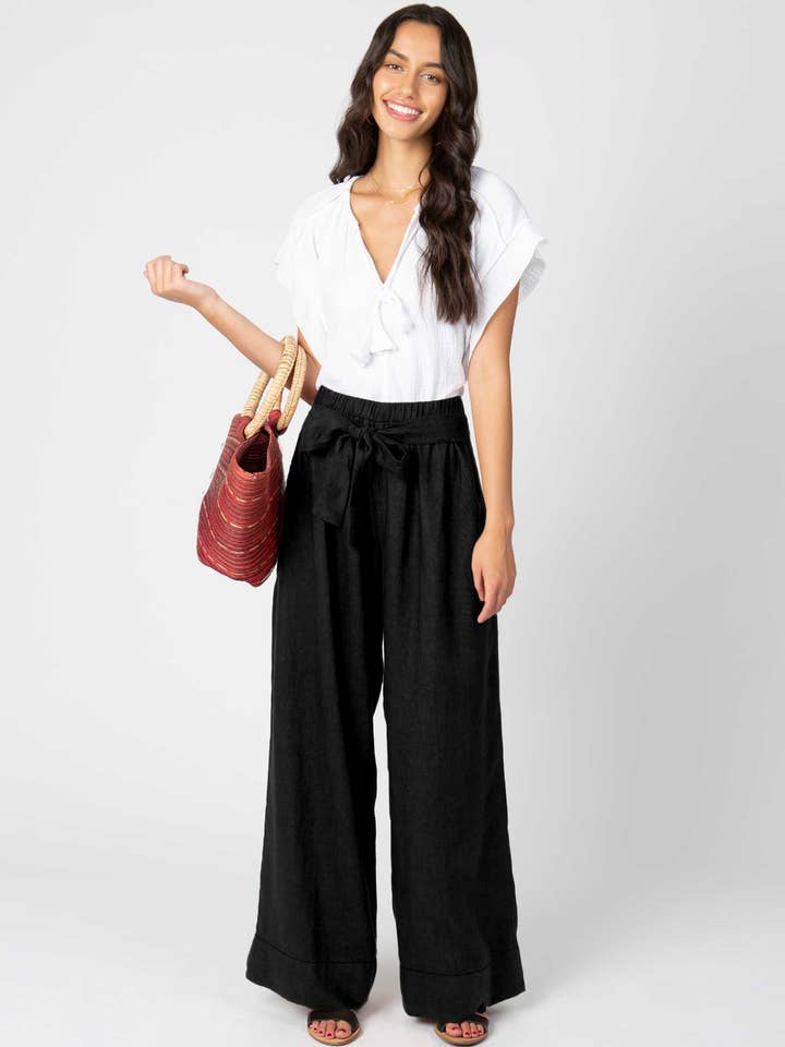 Pantalon en lin avec ceinture à nouer, 3 couleurs pour la vente par 4Our Dreamers