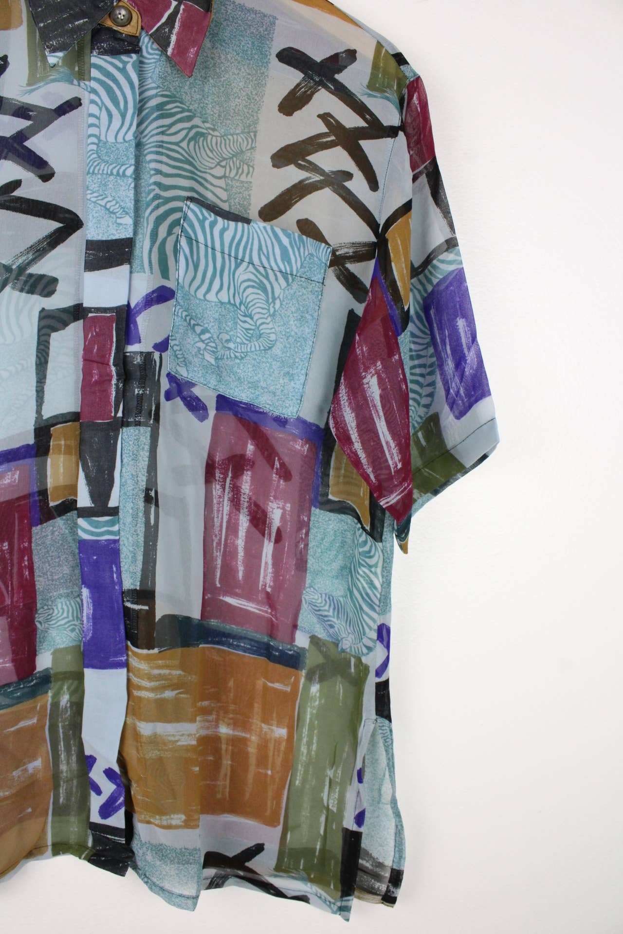 Sun's Out! - Wholesale Button Down Shirt - Women's - Vintage Short-Sleeve Button Up Blouse - Original Length11