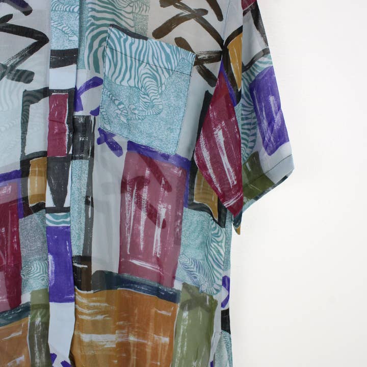 Sun's Out! - Wholesale Button Down Shirt - Women's - Vintage Short-Sleeve Button Up Blouse - Original Length11