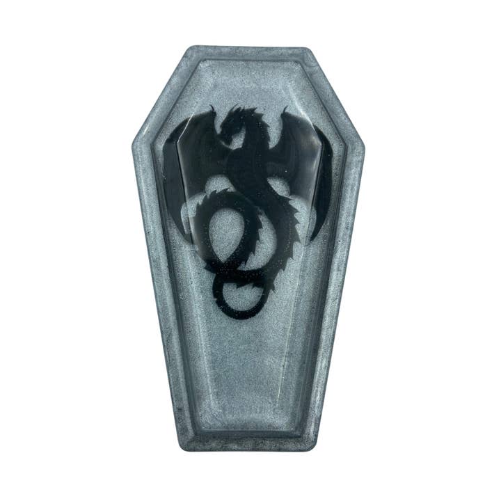 Dragon Coffin Tealight and Incense Holder- Smoky Quartz for wholesale by Seriously Perfect Finds, LLC