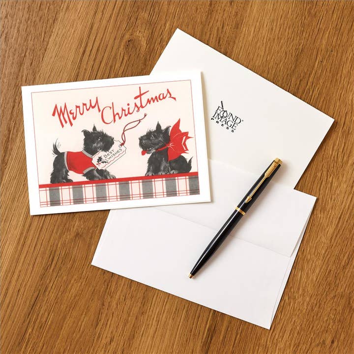 Found Image Press - Wholesale Stationery/Notecard Set - Greeting Card MC-464 Scottie Dog Puppies with Card1