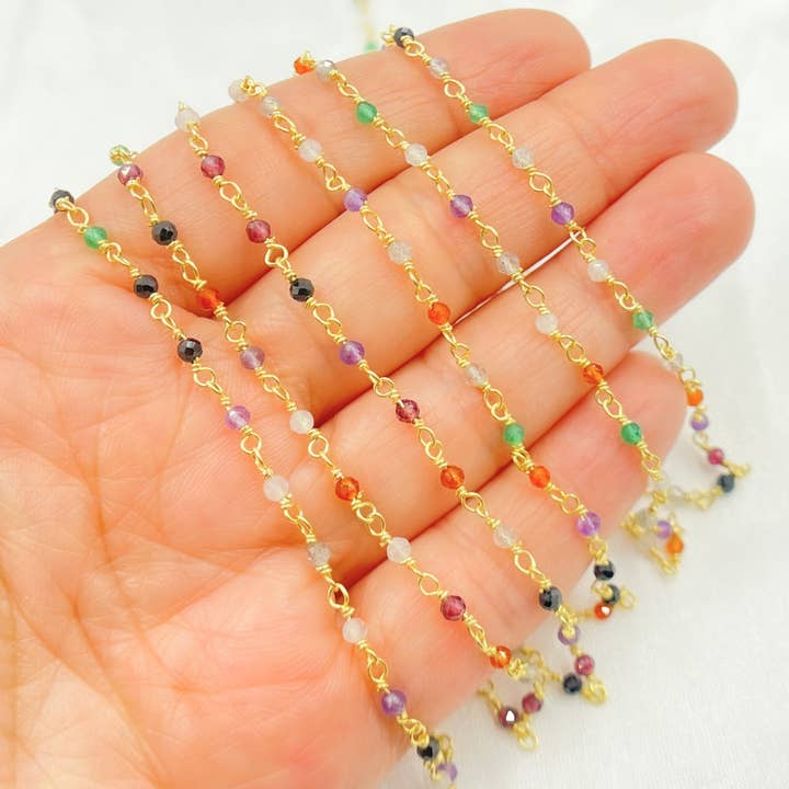 Multi Cubic Zirconia Wire Wrap Chain. MCZ11 for wholesale by Jewels & Chains