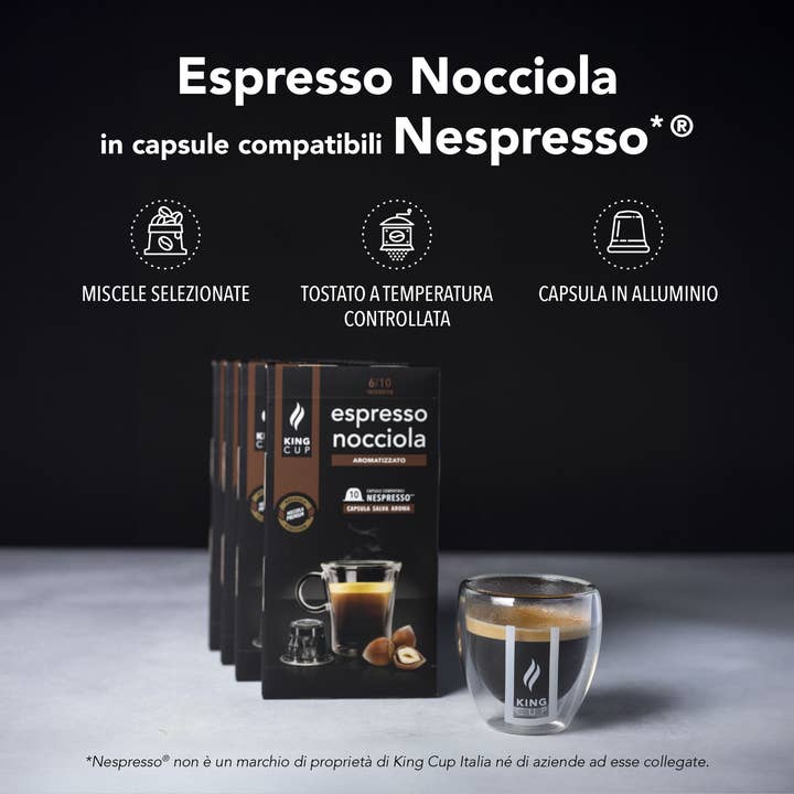 KING CUP - Vendita all'ingrosso Caffè/espresso istantaneo - Espresso alla Nocciola - Capsule Nespresso