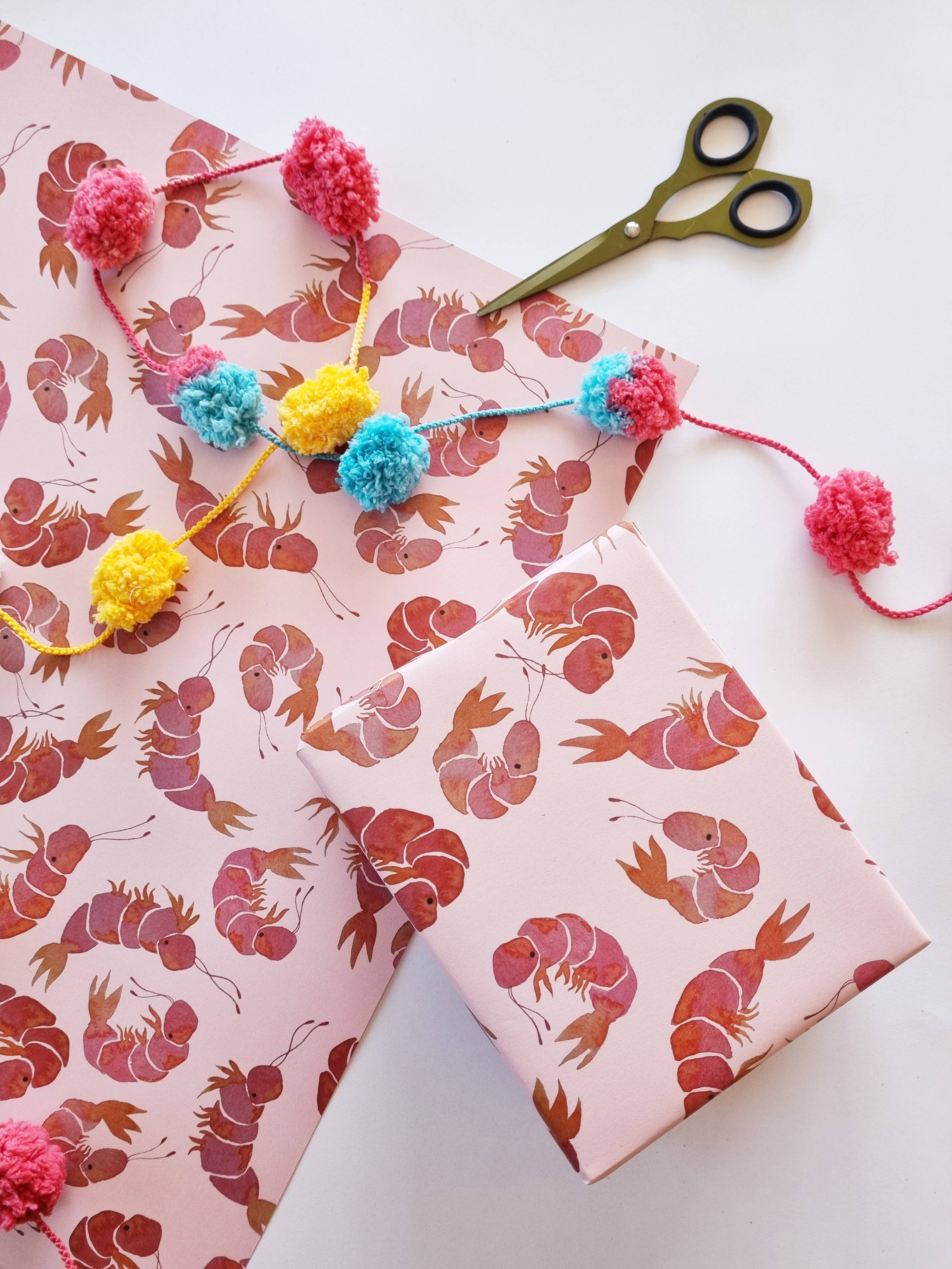 Bosa Art Co - Wholesale Flat wrap - Wrapping Paper / Prawn Party (New Size)