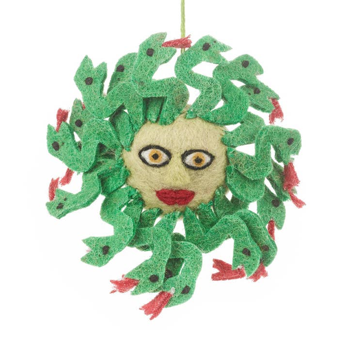 Medusa decorativa mitologica da appendere in feltro fatta a mano per la vendita all'ingrosso da parte di Felt So Good