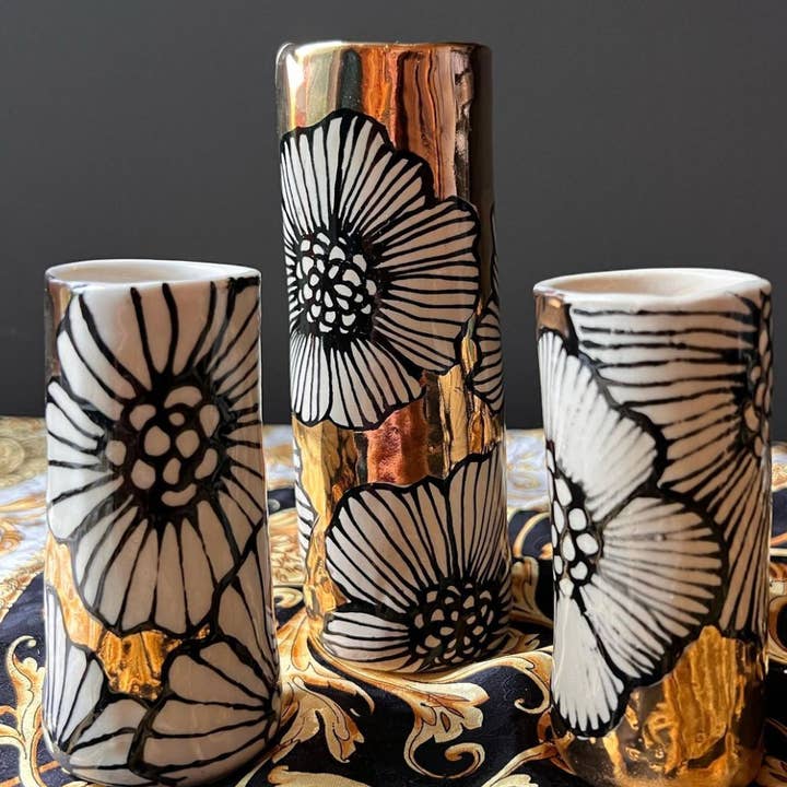 The Gilded Bloom – XS Handmade Vase Drenched in 22K Gold for wholesale by Hsieh Clay SF