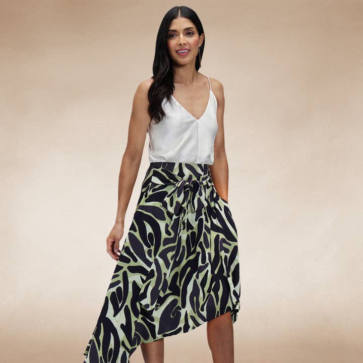 Asymmetric Hem Skirt with Bow Ties for wholesale by HotSquash