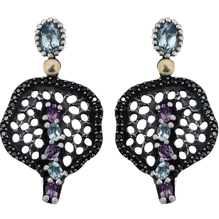 ALLEGRIA EARRINGS 2 TOPAZ AND AMETHYST 4 for wholesale by BOHEMME