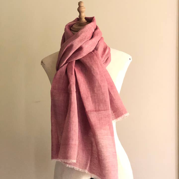 Soft Red Pure Linen Scarf for wholesale by Moult