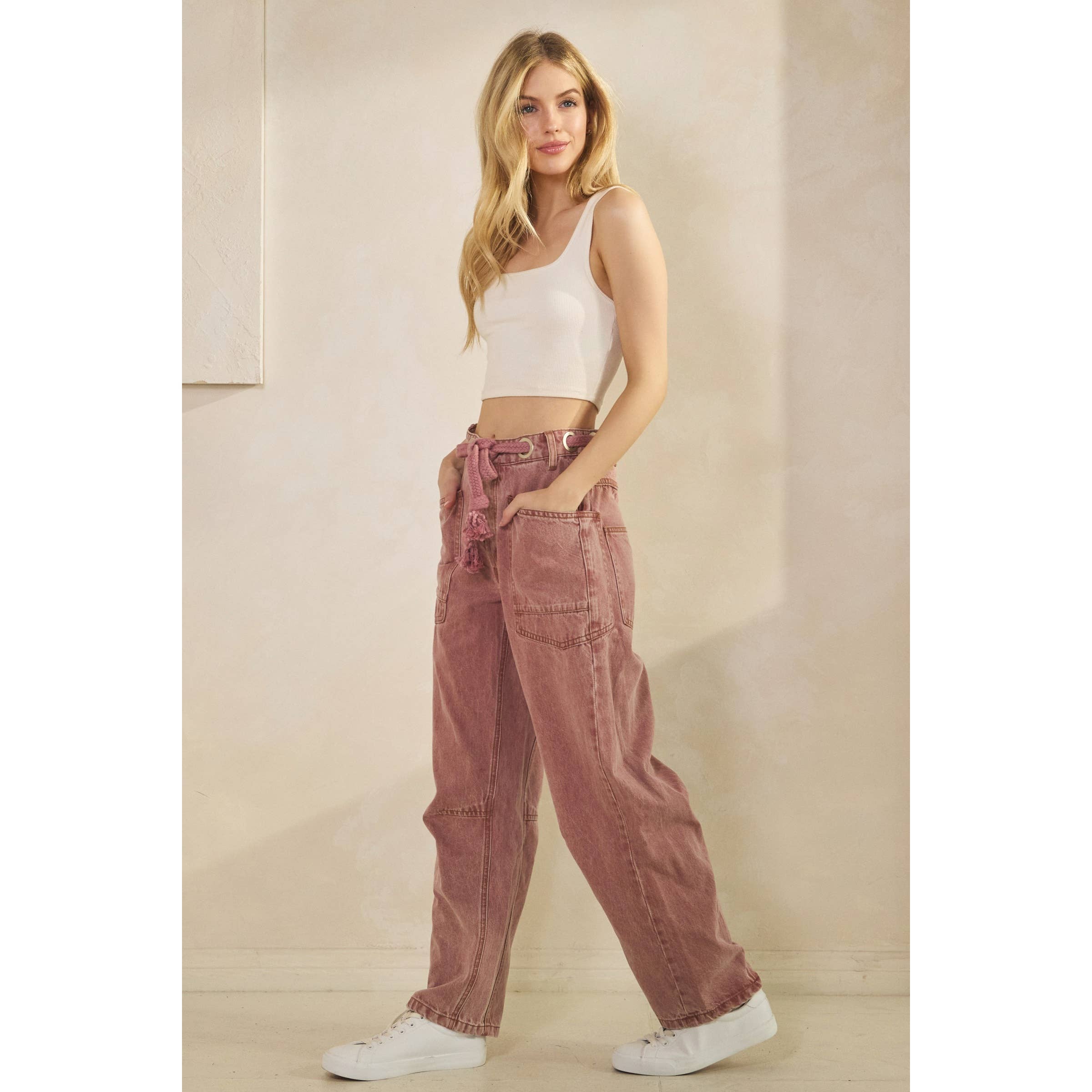 Sage + Fig - Wholesale Pants - Women's - VINTAGE ROPE TIE DENIM (SP7988)1