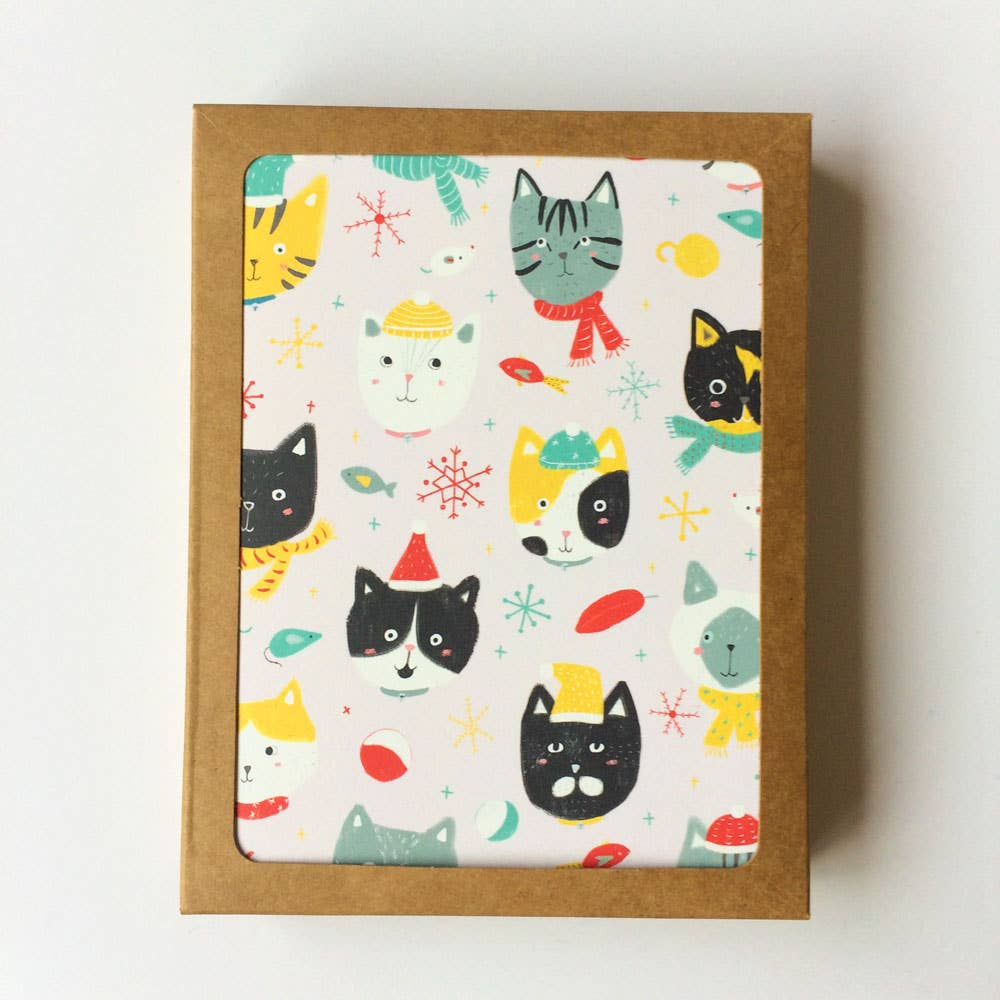 Honeyberry Studios - Vente Cartes de vœux saisonnières - Carte de vœux de Noël Winter Kitties5