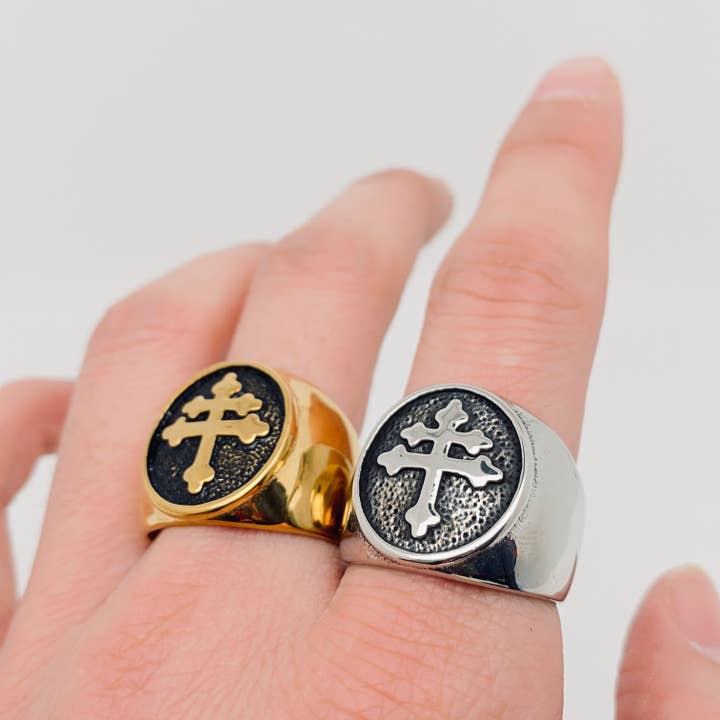 Mio Queena - Wholesale Signet Ring - Lorraine Cross Stainless Steel Ring - MJ/MR