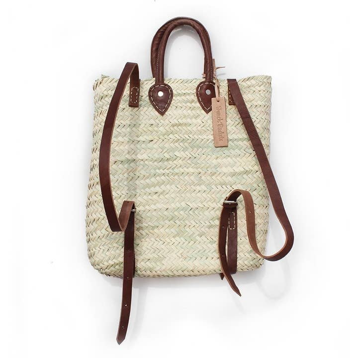 Beige Brown Straw Bag Backpack French Baskets for wholesale on Faire