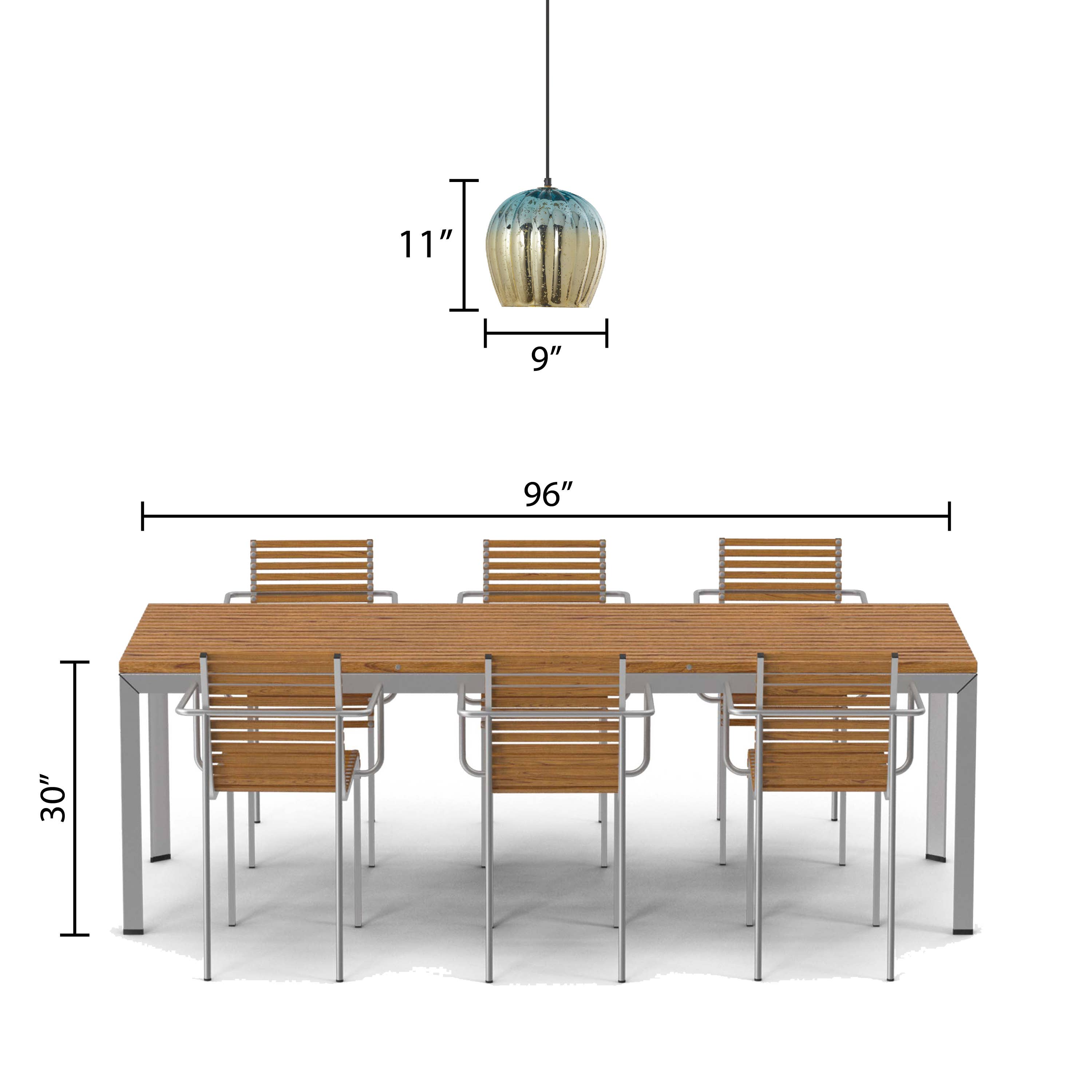 River of Goods - Wholesale Chandelier/Hanging Light - 9"W Gold Pendant with Teal & Gold Ombre Mercury Glass Shade8